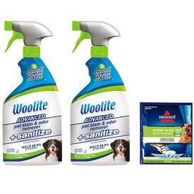 Woolite Pet Stain & Odor Remover + Sanitize (2-Pk) & 1 Stomp 'n Go Pet Stain Lifting Pad