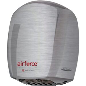 World Dryer J-97.A3 Airforce 120 Volt 9.6 AMP Infrared Sensor Activated High Speed Hand Dryer - Multi Nozzle Port Brushed Stainless Steel Commercial