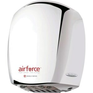 World Dryer J-97.A3 Airforce 120 Volt 9.6 AMP Infrared Sensor Activated High Speed Hand Dryer - Multi Nozzle Port Polished Chrome Commercial Bathroom