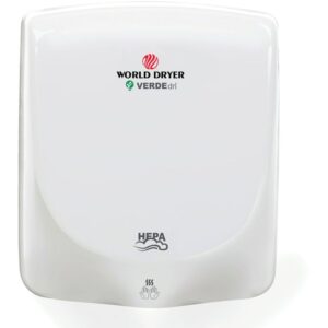 World Dryer Q-97.A VERDEdri 240 Volt 8.3 AMP Infrared Sensor Activated High Speed Hand Dryer White Commercial Bathroom Accessories Hand Dryer
