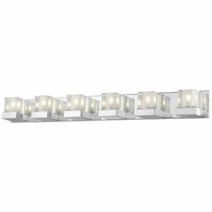 Z-Lite 467-6V-LED Fallon 6 Light 45" Wide Clear Crystal Glass Bath Light with LED Bulbs Chrome Indoor Lighting Bathroom Fixtures Vanity Light