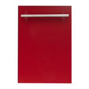 Zline DW-18 18 Inch Wide 16 Place Setting Energy Star Rated Built-In Fully Integrated Dishwasher with EcoWash Red Gloss Dishwashers Dishwasher