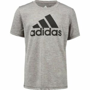 adidas Boys' Logo climalite T-Shirt Charcoal Gray Heather, X-Large - Boy's Athletic Tops at Academy Sports