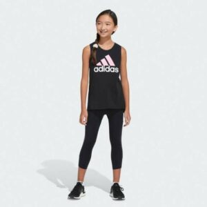 adidas Girls' Front Tie Front Tank Top Black, Large - Girl's Athletic Tops at Academy Sports
