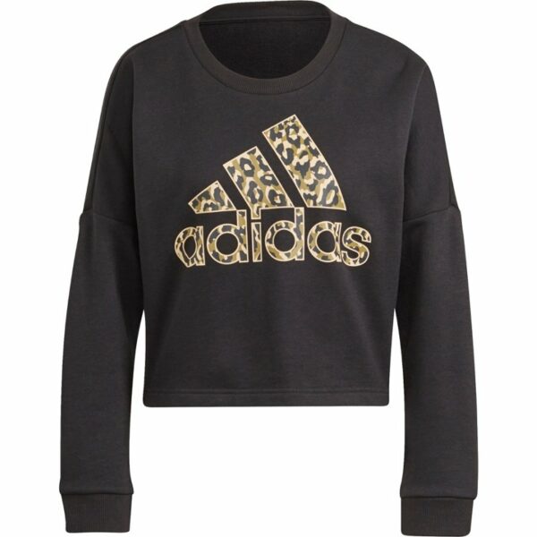 adidas Women's Leopard Graphic Sweatshirt Black, X-Small - Women's Core/Basic Tops at Academy Sports