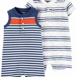 2-Pack Striped Rompers