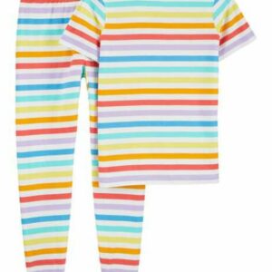 2-Piece Adult Striped Snug Fit Cotton PJs