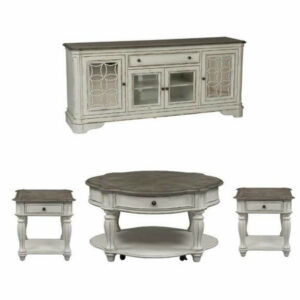 4 Piece Living Room Coffee Table with TV Stand and Set of 2 End Table