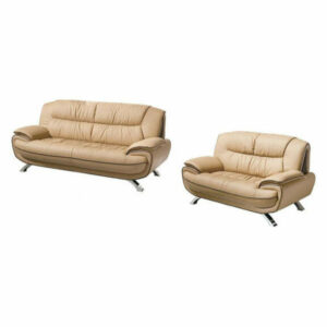 405 Modern Leather Living Room Set in Almond, 2-Piece