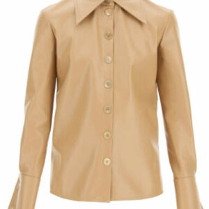A.W.A.K.E. MODE FAUX LEATHER SHIRT 38 Brown, Beige Faux leather