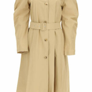 A.W.A.K.E. MODE TRENCH COAT WITH PLEATED INSERT 36 Beige Cotton