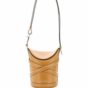 ALEXANDER MCQUEEN THE SMALL CURVE BUCKET BAG OS Beige, Brown Leather