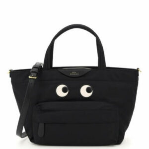 ANYA HINDMARCH MINI NYLON TOTE BAG EYES OS Black Technical, Leather