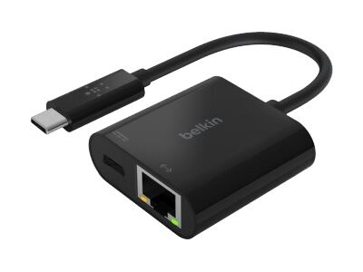 Belkin Ethernet and charge adapter - USB-C - Gigabit Ethernet x 1 + USB-C (power only) x 1