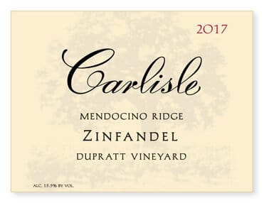 Carlisle 2017 DuPratt Vineyard Zinfandel - Red Wine