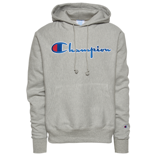 Champion Mens Champion Reverse Weave Script Logo Hoodie - Mens Oxford Grey Size M