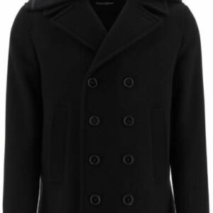 DOLCE & GABBANA PEACOAT WITH WOOL COLLAR 48 Black Wool