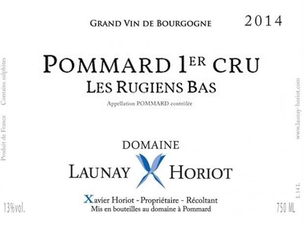 Domaine Launay-Horiot 2014 Pommard Les Rugiens Bas Premier Cru - Pinot Noir Red Wine