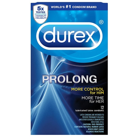 Durex Natural Latex Condoms - Ultra Fine, ribbed and dotted with delay lubricant - 12.0 ea
