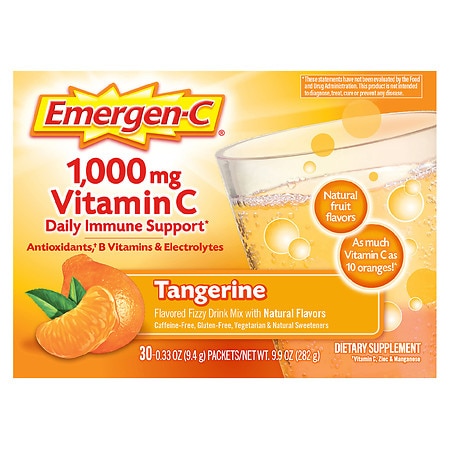 Emergen-C Daily Immune Support Drink with 1000 mg Vitamin C, Antioxidants & B Vitamins Tangerine - 0.33 oz x 30 pack