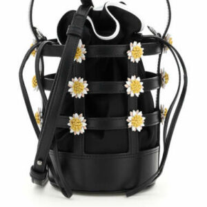 FABRIZIO VITI MISS DAISY MINI BUCKET BAG OS Black, White, Yellow Leather