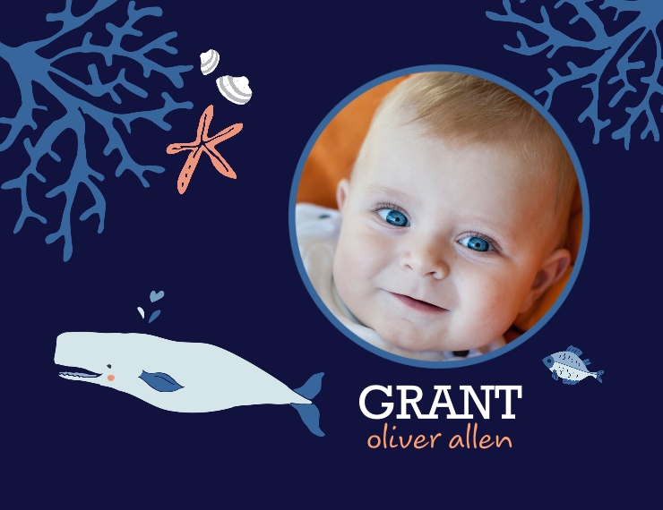 Family + Friends Fleece Baby Blanket, 30x40, Gift -Ocean Baby