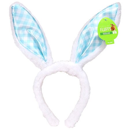 Festive Voice Bunny Ear Headband-Blue Gingham - 1.0 ea