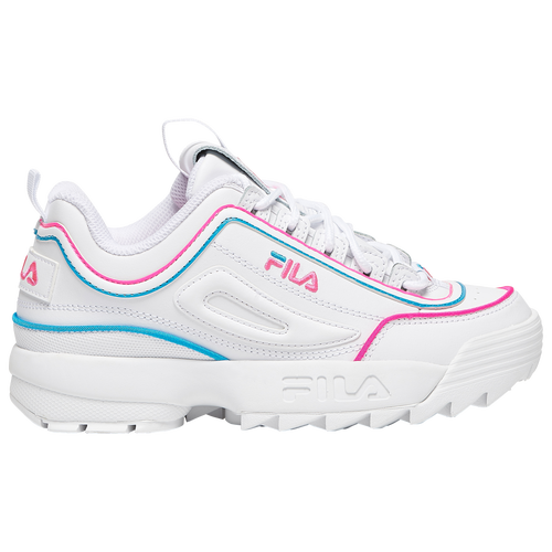 Fila Girls Fila Disruptor 2 Contrast Piping - Girls' Grade School Shoes White/Glow Pink Size 06.0