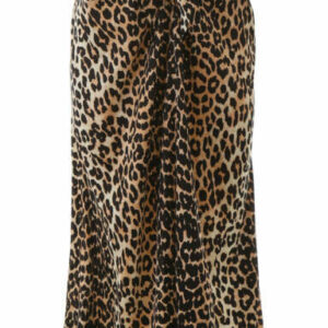 GANNI LEOPARD PRINT SKIRT 34 Black, Beige Silk