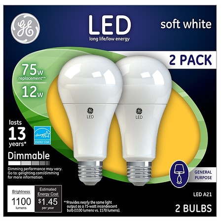 GE 75w Replacement Led Light Bulb - 2.0 ea