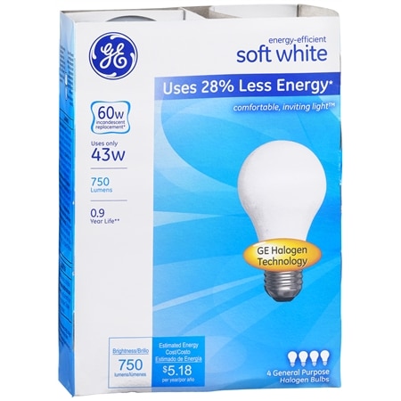 GE Soft White Halogen 43 Watt - 4.0 ea