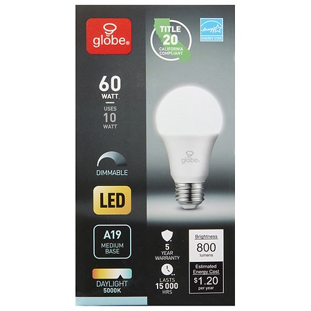 GLOBE Daylight LED Light Bulb - 1.0 ea