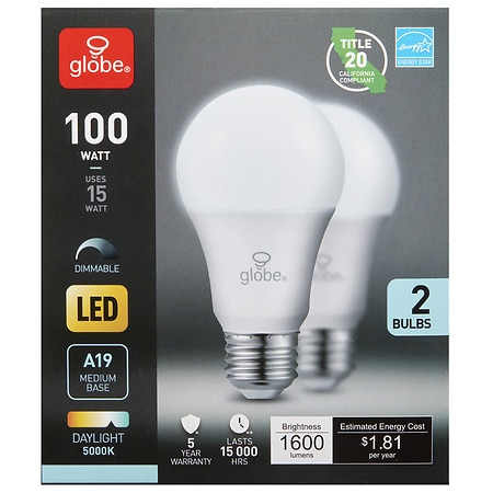 GLOBE Daylight LED Light Bulb - 2.0 ea