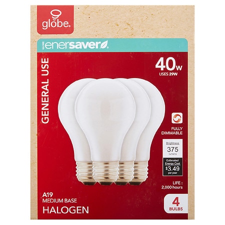 GLOBE Halogen Light Bulb - 4.0 ea