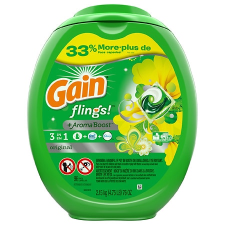 Gain flings! Liquid Laundry Detergent Pacs, Original - 96.0 ea