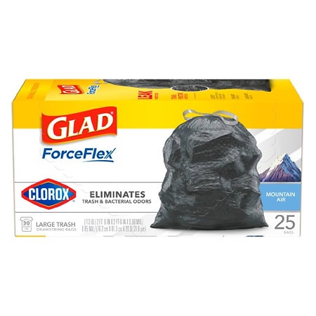 Glad Large Drawstring Trash Bags with Clorox Mountain Air - 25.0 EA