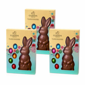 Godiva Solid Milk Chocolate Bunny with Foil Wrapped Chocolate Eggs, Set of 3 Dark Chocolate