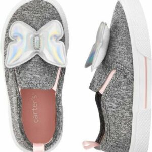 Grey Butterfly Slip-On Sneakers