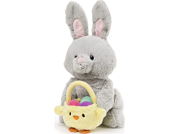 Gund Bunny With Basket, Gray, 10"