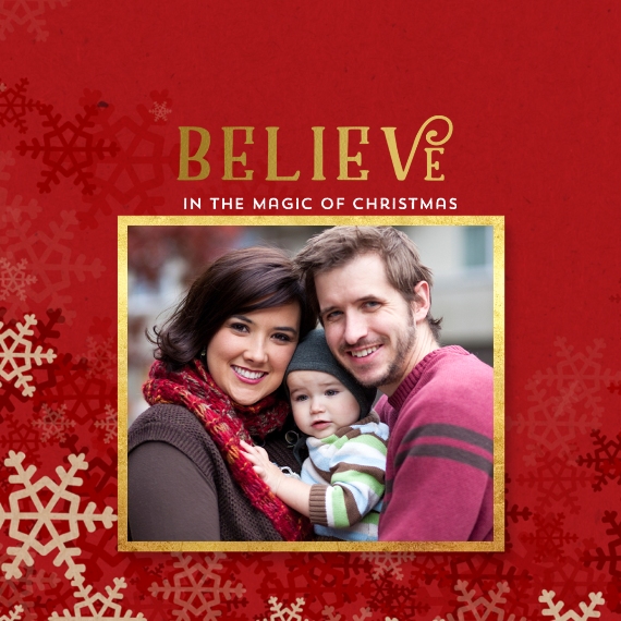 Holidays Square Glass Ornament, Gift -Believe Magic Christmas