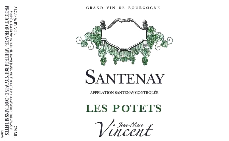 Jean-Marc Vincent 2016 Santenay Les Potets Blanc - Chardonnay White Wine