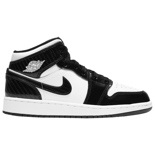 Jordan Boys Jordan AJ 1 Mid SE - Boys' Grade School Basketball Shoes Black/White Size 06.0