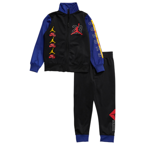 Jordan Boys Jordan Full-Zip Tricot Set - Boys' Preschool Black/Blue Size 6