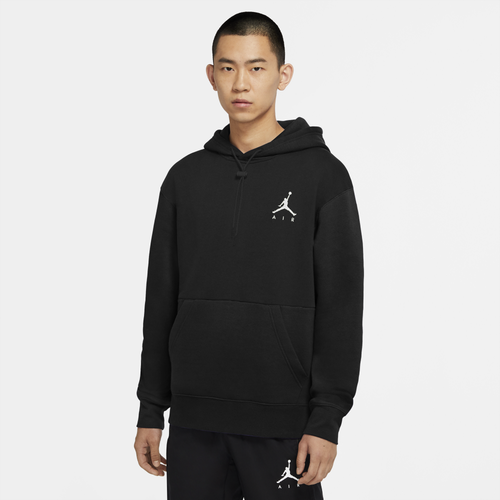 Jordan Mens Jordan Jumpman Air Fleece Hoodie - Mens Black/Black/White Size S