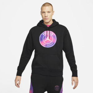 Jordan Mens Jordan PSG Fleece Hoodie - Mens Black/Purple/Pink Size XL