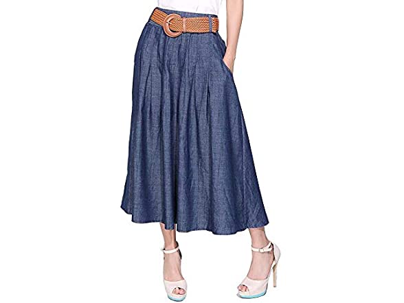 Kaachli Women's Midi Denim Skirt