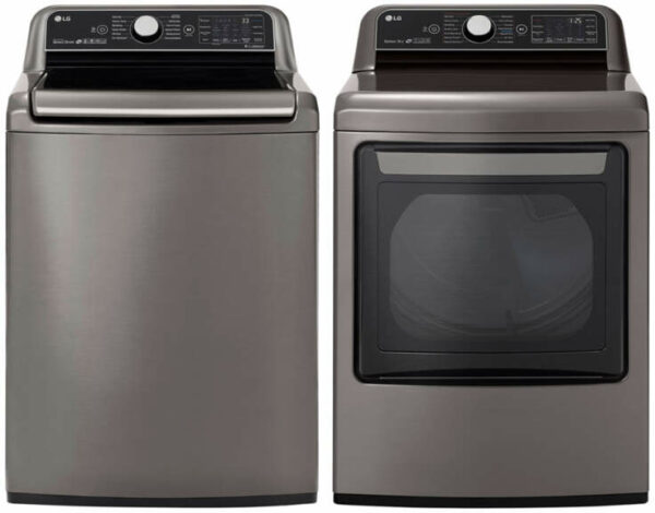 LG Graphite Steel Top Load Washer with Electric TurboSteam Dryer Package