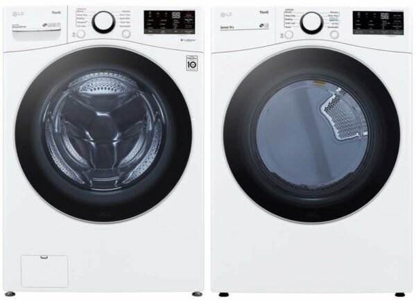 LG White Front Load Steam Washer with Gas Dryer Package