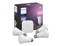 Lenovo Philips Hue White and Color Ambiance Starter Kit - LED light bulb - shape: A19 - E26 - 9.5 W - multicolor light - 2200-6500 K - white (pack of 4)