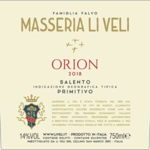 Li Veli 2018 Orion Primitivo - Red Wine